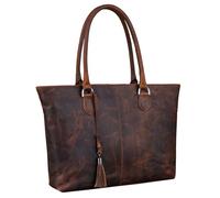 STILORD 'Callie' Echt Leder Shopper Tasche Damen Handtasche Groß - Tote Bag Leder-Tasche Vintage Schultertasche Frauen Henkeltasche Arbeitstasche mit Laptopfach 15.6 Zoll, Farbe:ambra - coganc