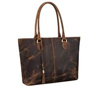 STILORD 'Callie' Echt Leder Shopper Tasche Damen Handtasche Groß - Tote Bag Leder-Tasche Vintage Schultertasche Frauen Henkeltasche Arbeitstasche mit Laptopfach 15.6 Zoll, Farbe:avani - braun