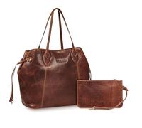 STILORD 'Camelia' 2-Teilige Shopper Tasche Damen Groß Echt-Leder Handtaschen Set mit Geldbörse - Ledertasche für Frauen Große Schultertasche für Uni Arbeit und Freizeit, Farbe:kara - cognac