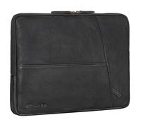 STILORD 'Cannes' Schmale Laptoptasche 15,6 Zoll Leder Notebook Hülle Herren & Damen Laptop Sleeve und Tablet-Tasche 10,1 Zoll für Arbeit Uni Stoßfeste Laptophülle Echtleder, Farbe:schwarz