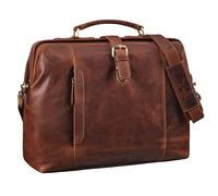 STILORD 'Casey' Vintage Handtasche Leder Damen Herren Arzttasche Echtleder Umhängetasche Retro Tasche mit Bügelverschluss Einzigartig, Farbe:kara - cognac
