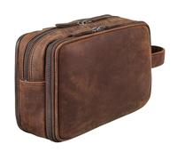 STILORD 'Catania' großer Reise-Kulturbeutel Leder Herren Damen Kulturtasche Schicke Kosmetiktasche Beautycase Badtasche Toiletry Bag Leather Wash Bag Echtleder Waschtasche, Farbe:Zamora - braun