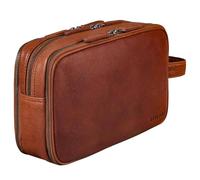 STILORD 'Catania' großer Reise-Kulturbeutel Leder Herren Damen Kulturtasche Schicke Kosmetiktasche Beautycase Badtasche Toiletry Bag Leather Wash Bag Echtleder Waschtasche, Farbe:maraska - braun