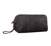 STILORD Charles Kulturtasche Leder Groß Vintage Design für Herren und Damen Kulturbeutel Waschtasche Necessaire mit Henkel Farbe:dunkel - braun