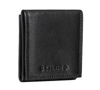 STILORD 'Cody' Wiener Schachtel Leder mit Geldscheinfach kleines Portemonnaie Mini Geldbörse Slim Wallet Vintage Münzbörse Münzetui Echtleder, Farbe:schwarz
