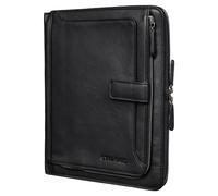 STILORD 'Colby' Konferenzmappe A4 mit Ringbuch Leder Aktenmappe Schreibmappe Managermappe Business Ledermappe 100% Echtleder, Farbe:schwarz