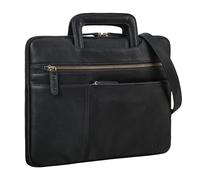 STILORD "Cole Vintage Laptoptasche 14 Zoll Leder Herren Schmal Laptophülle Echtleder Dokumententasche für Laptop Arbeit Business Reise Farbe:schwarz