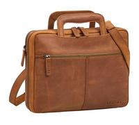 STILORD 'Connell' Laptoptasche 13 Zoll Leder Aktentasche Schmal Arbeitstasche Herren Vintage Laptop-Hülle Dokumententasche A4 Tablet-Tasche aus Echtleder, Farbe:tan - dunkelbraun