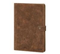 STILORD Corbin Dokumentenmappe A4 Leder Mappe für DIN A4 Dokumente - Vintage Dokumententasche mit Druckknopf schmale Konferenzmappe Echtleder Schreibmappe für Meetings Farbe:Sepia - braun Plain