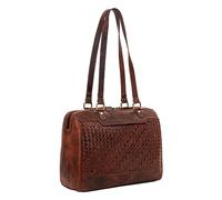 STILORD 'Cosmea' Damen Schultertasche Groß geflochtenes Leder Handtasche Frauen Vintage Business Bag City Stadt Freizeit Shopper Elegante 10 Zoll Tablettasche Echtleder, Farbe:porto - cognac