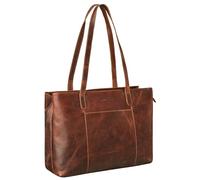 STILORD 'Courtney' Vintage Leder Handtasche Damen Shopper Groß Schultertasche Frauen Echtleder Tasche Laptop 14 Zoll für Shopping Business Uni, Farbe:prestige - braun