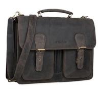 STILORD 'Denver' Vintage Aktentasche Herren Leder XL - Männer Arbeitstasche Leder-Tasche für 15.6 Zoll Laptop Bürotasche Große Business Umhängetasche Echt-Leder Lehrertasche, Farbe:dunkel - braun