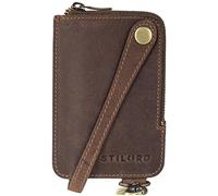 STILORD 'Eamon' Schlüsselglocke Leder Herren & Damen mit Karabiner l Vintage Schlüsseletui Schlüsseltasche Reißverschluss Echtleder Schlüsselmäppchen klein, Farbe:Veleta - braun