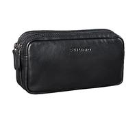 STILORD Eddie Leder Federmäppchen Stifteetui Groß Stiftemappe mit 2 Reißverschluss Fächern Schlamper-Mäppchen Vintage Federmappe Etui Kosmetiktasche Echtleder Farbe:schwarz