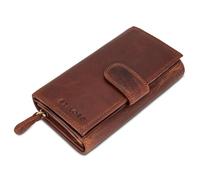 STILORD "Elisa Geldbörse Damen Cognac Leder Groß viele Fächer mit Reißverschluss Portemonnaie Damen RFID-Schutz Frauen Geldbeutel extra Münzfach im Hochformat Echt-Leder