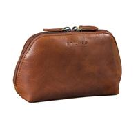 STILORD Elma Waschtasche Damen Leder Kulturbeutel Herren | Premium Kosmetiktasche Klein aus echtem Leder Schminktasche Damen Beauty Case für Reise und Alltag Farbe:Kara - Cognac
