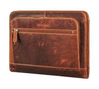 STILORD 'Elton' Dokumententasche Leder Konferenzmappe A4 Schreibmappe 13,3 Zoll Aktenmappe Große Dokumentenmappe mit Reißverschluss Vintage Echtleder, Farbe:Kara - Cognac