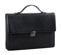 STILORD 'Ernesto' Dokumententasche A4 Leder Vintage Aktenmappe Business Kleine Aktentasche für Arbeit Büro 13,3 Zoll Konferenzmappe mit Henkel und Schloss schmal, Farbe:onyx schwarz