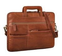 STILORD 'Farleigh' 15.6 Zoll Laptop-Tasche Leder mit Griff Umhängetasche Herren Arbeit Reisen Business Tasche Schmal Echtleder Laptophülle mit Schultergurt und Handschlaufe, Farbe:maraska - braun