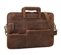 STILORD 'Farleigh' 15.6 Zoll Laptop-Tasche Leder mit Griff Umhängetasche Herren Arbeit Reisen Business Tasche Schmal Echtleder Laptophülle mit Schultergurt und Handschlaufe