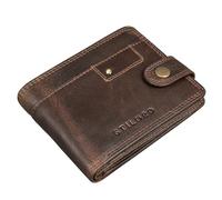 STILORD "Finley Leder Geldbörse Herren RFID und NFC Schutz Männer Portemonnaie mit Druckknopf Brieftasche mit Ausleseschutz in Geschenkbox Farbe:Soria - braun