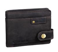 STILORD 'Finley' Leder Geldbörse Herren RFID und NFC Schutz Männer Portemonnaie mit Druckknopf Brieftasche mit Ausleseschutz in Geschenkbox, Farbe:dunkel - braun