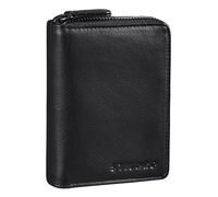 STILORD 'Giannis' Mini Leder Portemonnaie Herren RFID Brieftasche Hochformat Geldbörse Klein mit Reißverschluss Vintage Wallet aus echtem Leder, Farbe:schwarz