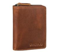 STILORD 'Giannis' Mini Leder Portemonnaie Herren RFID Brieftasche Hochformat Geldbörse Klein mit Reißverschluss Vintage Wallet aus echtem Leder, Farbe:Sesto - Cognac