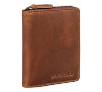 STILORD 'Giannis' Mini Leder Portemonnaie Herren RFID Brieftasche Hochformat Geldbörse Klein mit Reißverschluss Vintage Wallet aus echtem Leder, Farbe:Kara - Cognac