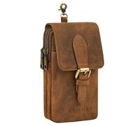 STILORD 'Harper' Handy Gürteltasche Leder Vintage Kleine Handytasche Hüfttasche mit Karabinerhaken und Gürtelschlaufe Tasche für Herren Damen Echtleder, Farbe:Avani - braun
