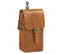 STILORD 'Harper' Handy Gürteltasche Leder Vintage Kleine Handytasche Hüfttasche mit Karabinerhaken und Gürtelschlaufe Tasche für Herren Damen Echtleder, Farbe:Tropica - braun