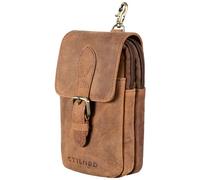 STILORD 'Harper' Handy Gürteltasche Leder Vintage Kleine Handytasche Hüfttasche mit Karabinerhaken und Gürtelschlaufe Tasche für Herren Damen Echtleder, Farbe:Torino - braun