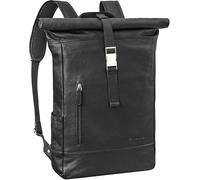 STILORD Harriet Vintage Rolltop Rucksack Leder mit Laptop-Fach 15,6-17 Zoll Fahrradrucksack Kurierrucksack für Damen und Herren aus weichem Leder Farbe:schwarz