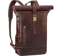 STILORD Harriet Vintage Rolltop Rucksack Leder mit Laptop-Fach 15,6-17 Zoll Fahrradrucksack Kurierrucksack für Damen und Herren aus weichem Leder Farbe:Zamora - braun