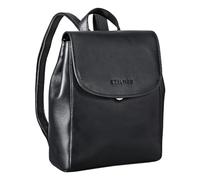 STILORD 'Hazel' Frauen Rucksack Elegant Leder Daypack kleiner Lederrucksack Vintage Cityrucksack Rucksackhandtasche für 13,3 Zoll MacBook Echtleder, Farbe:schwarz