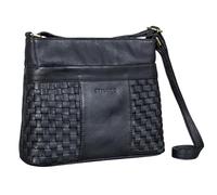STILORD 'Ida' Geflochtene Damen Handtasche Leder Vintage Schultertasche für Frauen geflochtene Umhängetasche für Freizeit Ausgehen City Party Echtleder, Farbe:schwarz