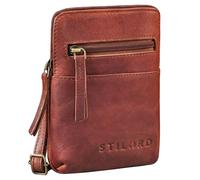 STILORD 'Indie' Brustbeutel Damen Herren Leder klein - Vintage Festival Tasche - Echtleder Brusttasche - Kleine Handytasche Aus Echt Leder, Farbe:porto - cognac