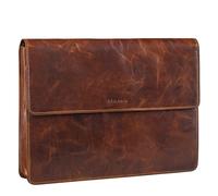 STILORD 'Jackie' Konferenzmappe Echtleder für 13.3 Zoll Schmale Dokumententasche für Büro Laptop schwarz A4 Mappe kleine Aktentasche, Farbe:cannes - braun