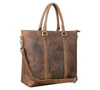 STILORD 'Jara' Große Leder Businesstasche Damen Vintage Handtasche Umhängetasche Aktentasche Damen Echtleder Laptoptasche Travel Freizeit Bag Shopper, Farbe:mittel - braun