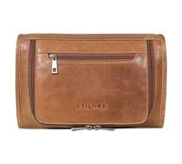 STILORD Juri Leder Kulturbeutel Groß für Damen und Herren Unisex Waschtasche für Unterwegs Kosmetiktasche aus Hochwertigem Echtleder Farbe:Mocca - Dunkelbraun