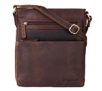 STILORD 'Kian' Umhängetasche Herren Klein Leder Vintage Schultertasche für Männer Messenger Bag mit vielen Fächern Herrentasche zum Umhängen aus Echtleder, Farbe:cognac - dunkelbraun