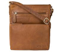 STILORD 'Kian' Umhängetasche Herren Klein Leder Vintage Schultertasche für Männer Messenger Bag mit vielen Fächern Herrentasche zum Umhängen aus Echtleder, Farbe:cognac - braun