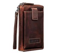 STILORD 'Kieran' Reisebrieftasche Leder Reise-Geldbörse mit Handyfach Handgelenktasche viele Fächer XL-Brieftasche RFID-Blocker Echtleder Vintage, Farbe:Salerno - braun