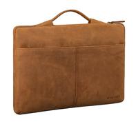 STILORD 'Kit' 15.6 Zoll Laptop Tasche Leder Notebook Tasche Herren für Arbeit Reisen Business Schmale Laptophülle aus Echtleder Premium Laptoptasche, Farbe:tan - dunkelbraun