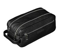 STILORD Kurt Kulturtasche Kulturbeutel groß mit Henkel Reise Waschtasche mit Fächern Vintage echtes Leder Farbe:schwarz