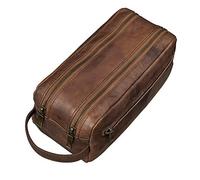 STILORD Kurt Kulturtasche Kulturbeutel groß mit Henkel Reise Waschtasche mit Fächern Vintage echtes Leder braun