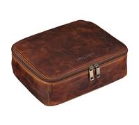 STILORD Lee Waschtasche Leder Kulturtasche Groß Kulturbeutel für Männer und Damen Toilettentasche Kosmetiktasche für Reisen aus Echtem Vintage Leder Farbe:Prestige - braun