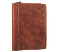 STILORD Leif Kleine Dokumententasche Leder DIN A5 Schreibmappe Aktenmappe Organizer Dokumentenmappe Reißverschluss Vintage Echtleder Konferenzmappe Farbe:Cannes - braun