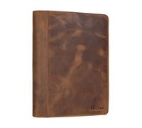 STILORD 'Leif' Kleine Dokumententasche Leder DIN A5 Schreibmappe Aktenmappe Organizer Dokumentenmappe Reißverschluss Vintage Echtleder Konferenzmappe, Farbe:Sepia - braun