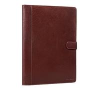 STILORD 'Lennon' Konferenzmappe Leder für 12,9 Zoll iPads Aktenmappe Dokumentenmappe DIN A4 Schreibmappe Vintage Echtleder, Farbe:vegetabil gegerbt Dunkelbraun